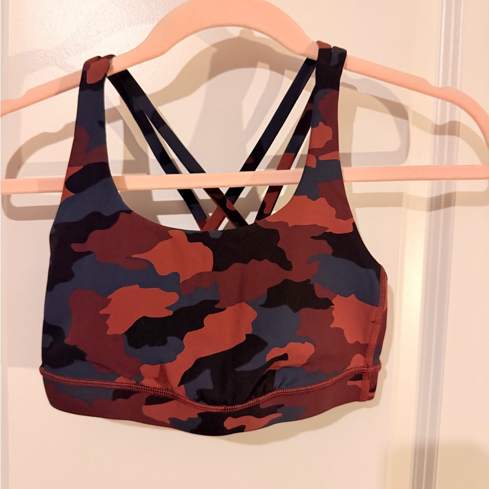 Lululemon Camouflage Strappy Sports Bra - Rust & Navy